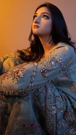 Walima look in sage with a rust dupatta