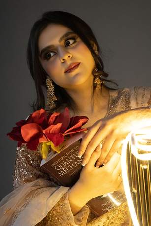 Editorial portrait with fairy lights