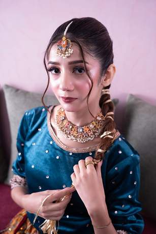 Jeweled braid styled at the salon