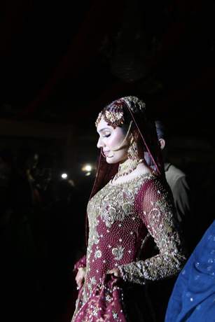 Bridal portrait in maroon